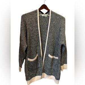 FRNCH long open front‎ black and white/cream sweater